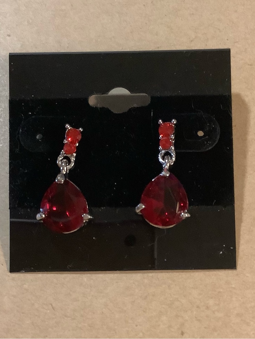 Red Teardrop Crystal Dangle Earrings - Women